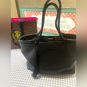 TORY BURCH XL IMPERIAL BLACK RAYLOR TOTE
